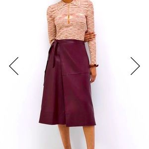 NWT Jonathan Simkhai Bia Vegan Leather Wrap Skirt